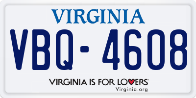 VA license plate VBQ4608