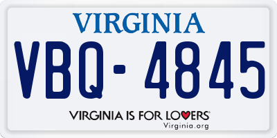 VA license plate VBQ4845