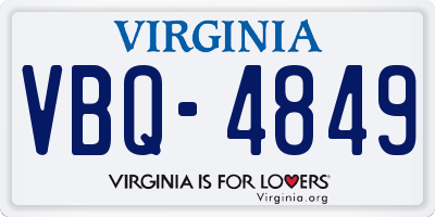 VA license plate VBQ4849