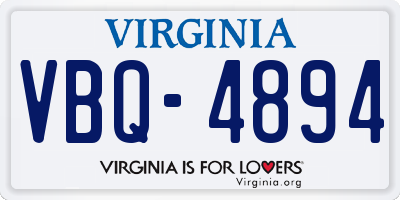 VA license plate VBQ4894