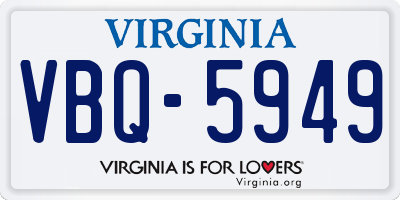VA license plate VBQ5949