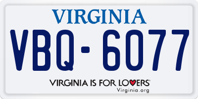 VA license plate VBQ6077
