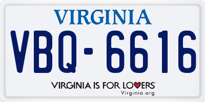 VA license plate VBQ6616