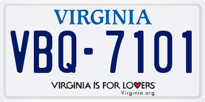 VA license plate VBQ7101
