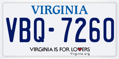 VA license plate VBQ7260