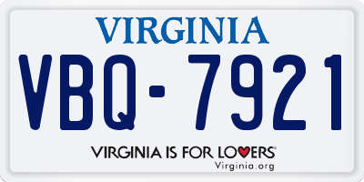 VA license plate VBQ7921