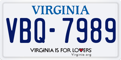 VA license plate VBQ7989