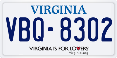 VA license plate VBQ8302