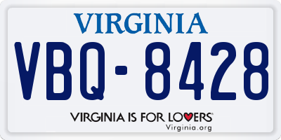 VA license plate VBQ8428