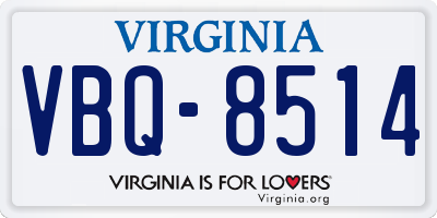 VA license plate VBQ8514