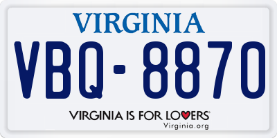 VA license plate VBQ8870