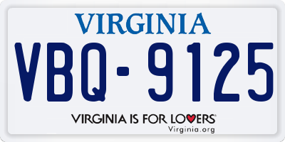 VA license plate VBQ9125