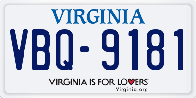 VA license plate VBQ9181