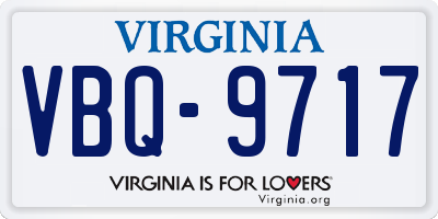 VA license plate VBQ9717