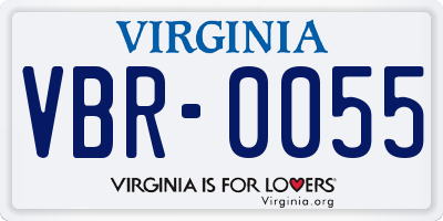 VA license plate VBR0055