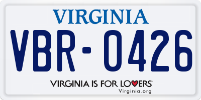 VA license plate VBR0426