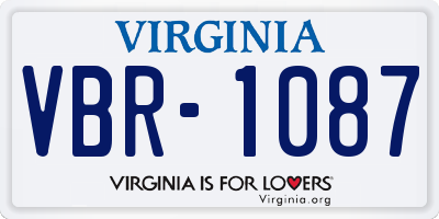VA license plate VBR1087