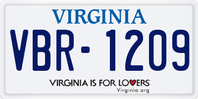 VA license plate VBR1209