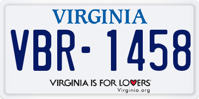 VA license plate VBR1458