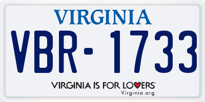 VA license plate VBR1733