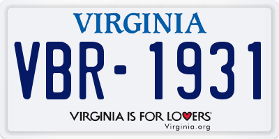 VA license plate VBR1931