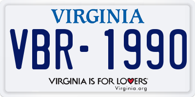VA license plate VBR1990