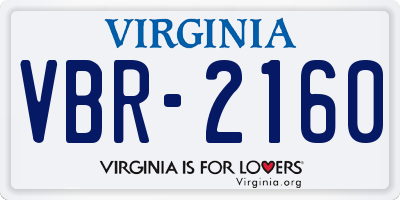VA license plate VBR2160