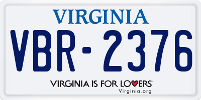 VA license plate VBR2376