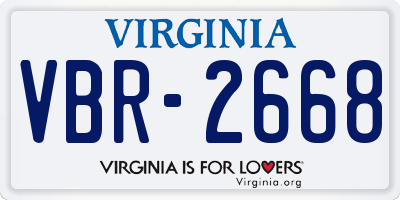VA license plate VBR2668