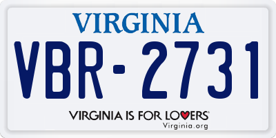 VA license plate VBR2731
