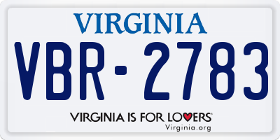 VA license plate VBR2783