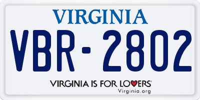 VA license plate VBR2802