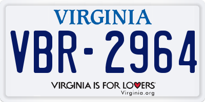 VA license plate VBR2964