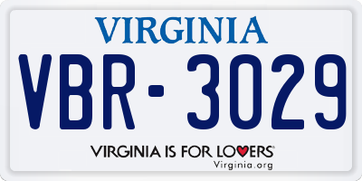 VA license plate VBR3029