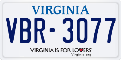 VA license plate VBR3077