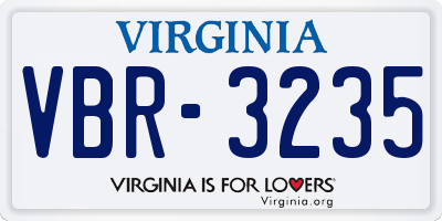 VA license plate VBR3235