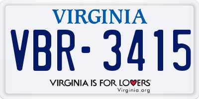 VA license plate VBR3415