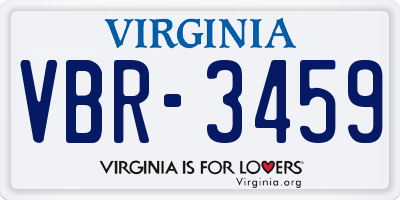 VA license plate VBR3459
