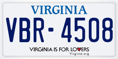 VA license plate VBR4508