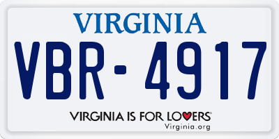 VA license plate VBR4917