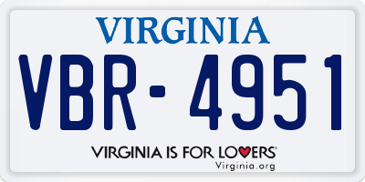VA license plate VBR4951