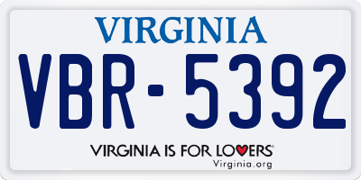 VA license plate VBR5392