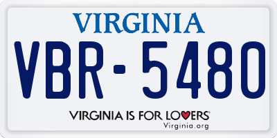 VA license plate VBR5480