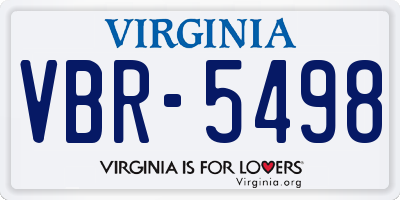 VA license plate VBR5498