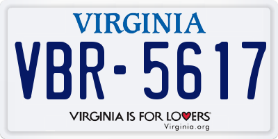 VA license plate VBR5617