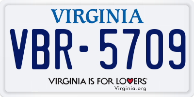 VA license plate VBR5709