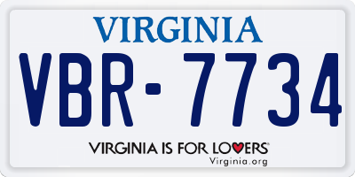 VA license plate VBR7734