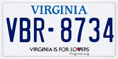 VA license plate VBR8734
