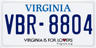 VA license plate VBR8804