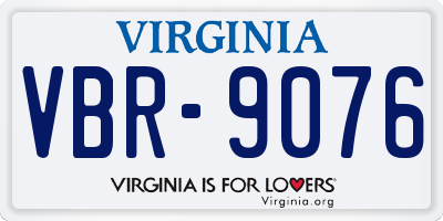 VA license plate VBR9076